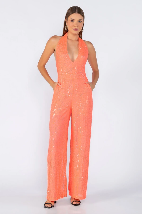 Macacao paete frente única com bolso