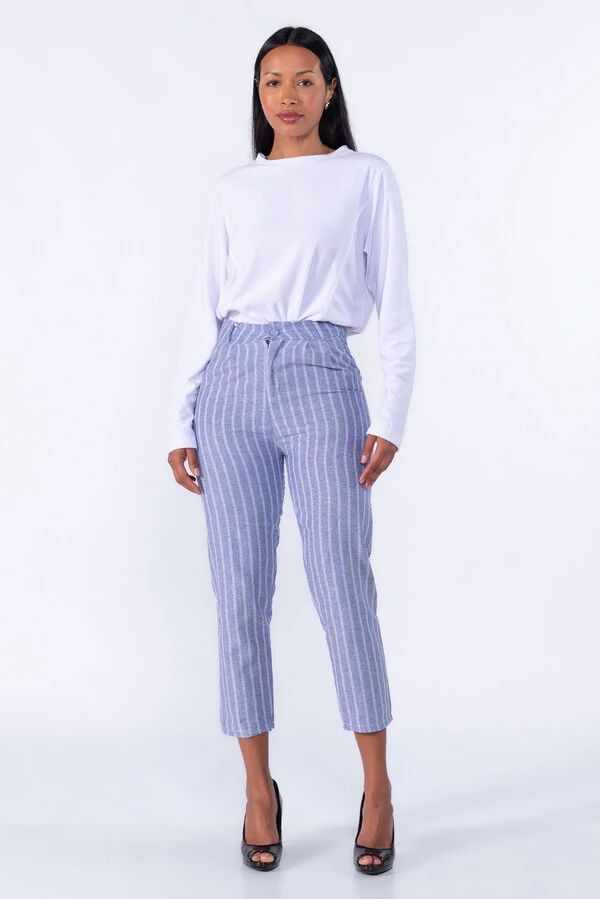 Calça Risca de Giz Pregas