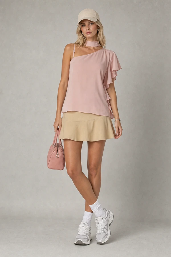 Blusa alça única com babado