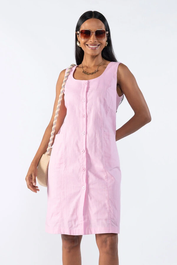 VESTIDO COM BOTOES E BOLSOS
