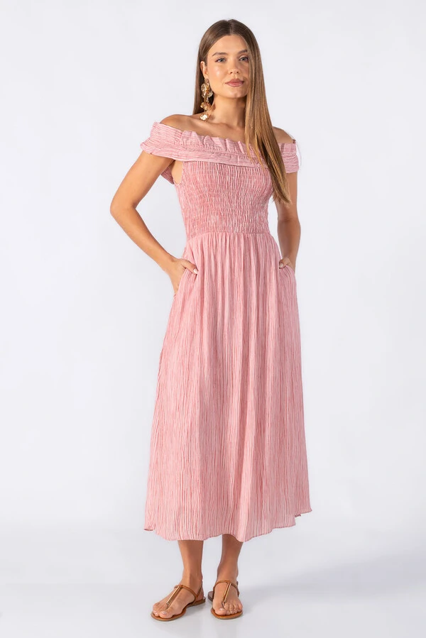 Vestido midi lastex com babado
