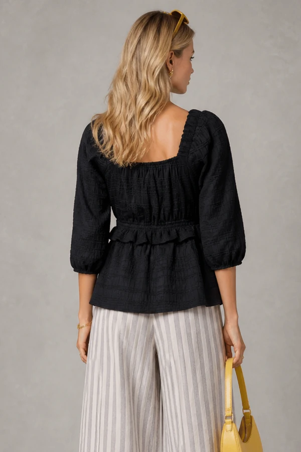 Blusa bata texturizada com lastex