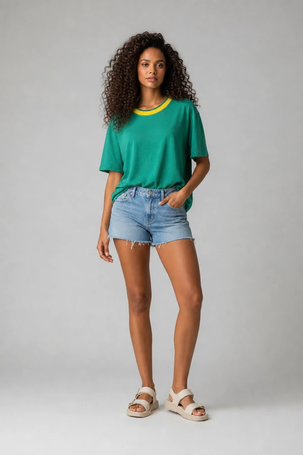 Blusa manga curta retilinea decote plus