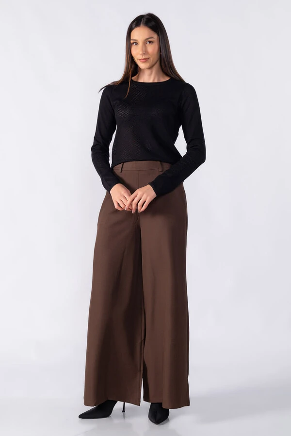 Blusa texturizada manga longa toque seda