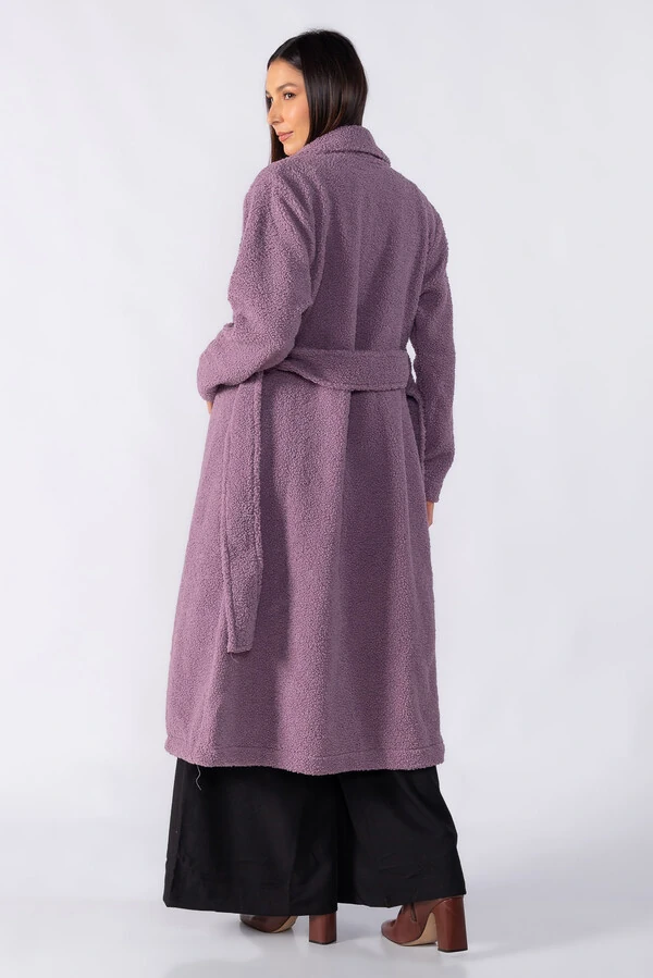 Casaco longo com faixa teddy