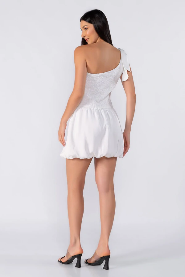 Vestido balone curto manga nula