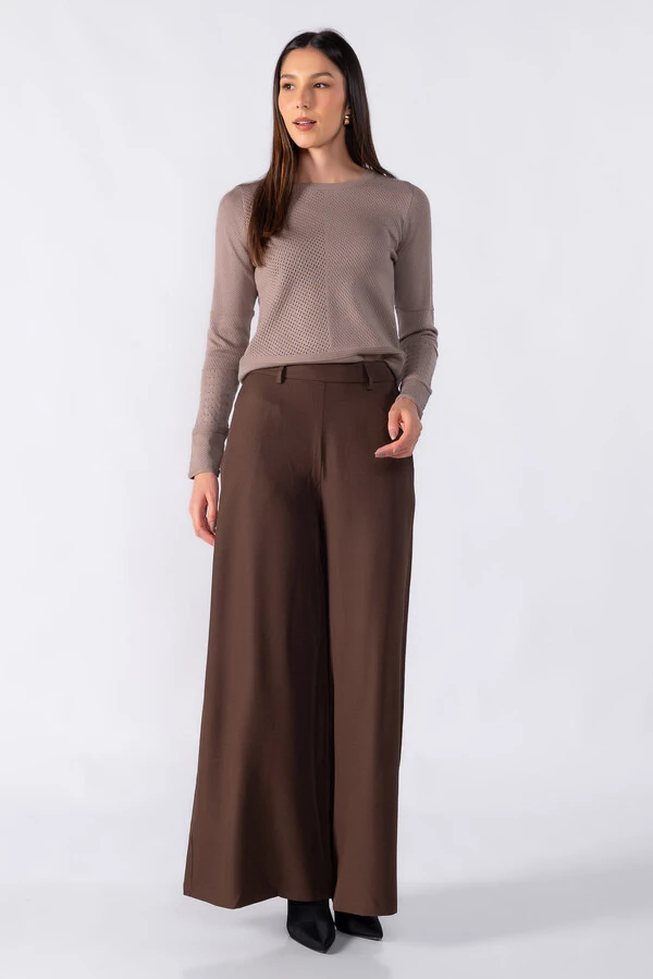Blusa texturizada manga longa toque seda