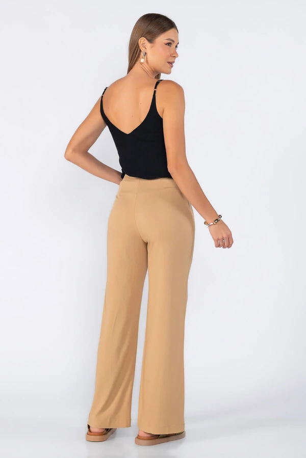 Calca reta com ziper lateral