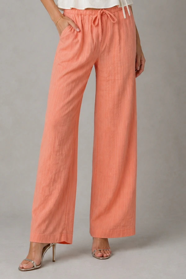 Calça pantalona com amarração