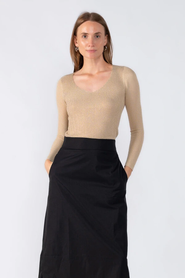 Blusa manga longa aplicacao em strass