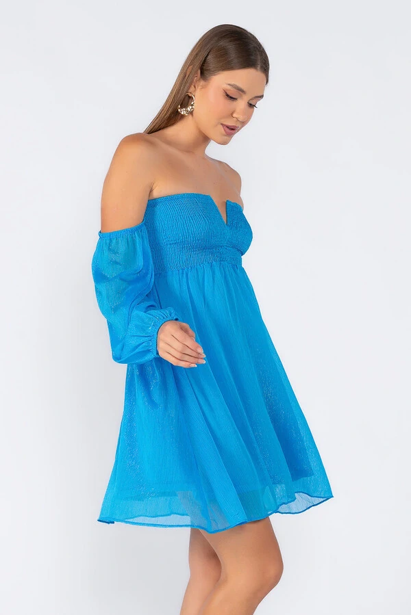 Vestido curto ciganinha manga longa