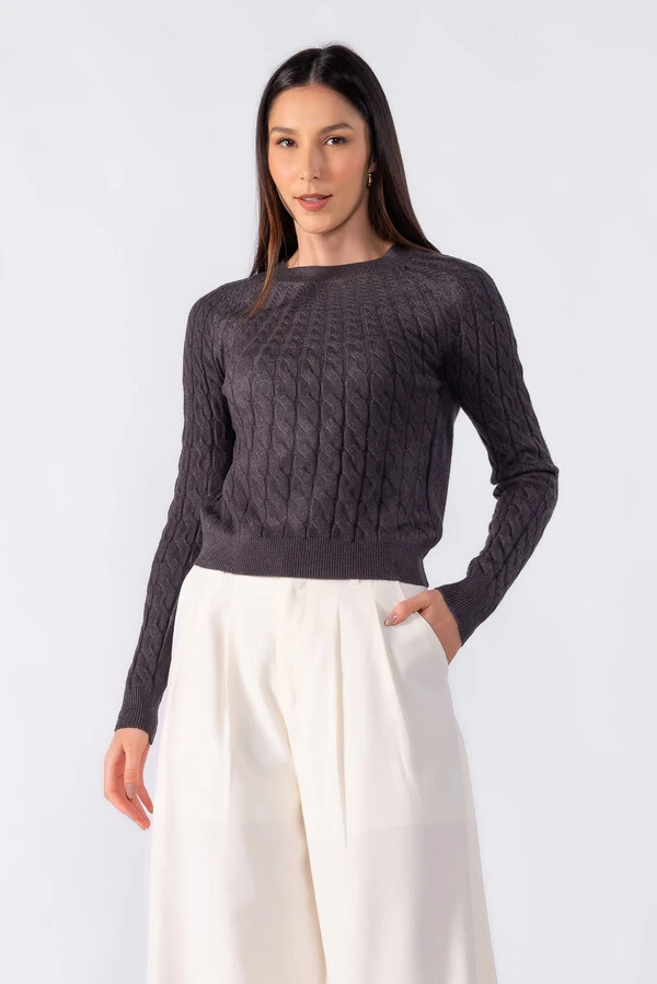 Blusa sueter texturizada manga longa