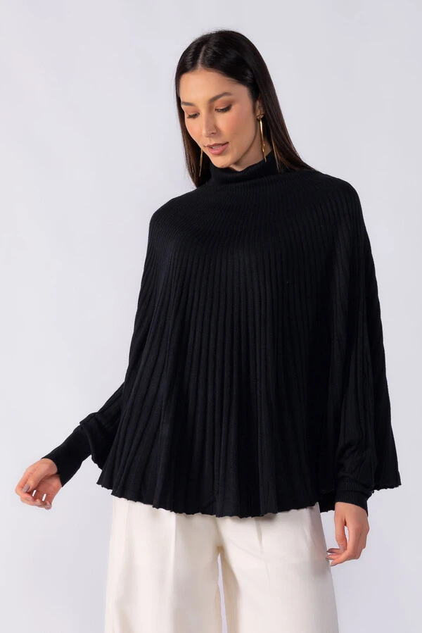 Poncho canelado com punho