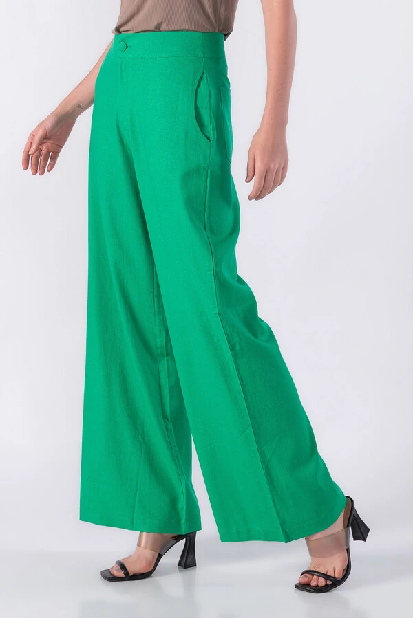 Pantalona viscolinho botao forrado