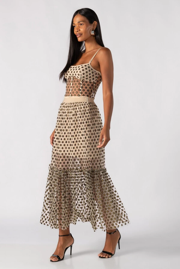 Conjunto top e saia em tule