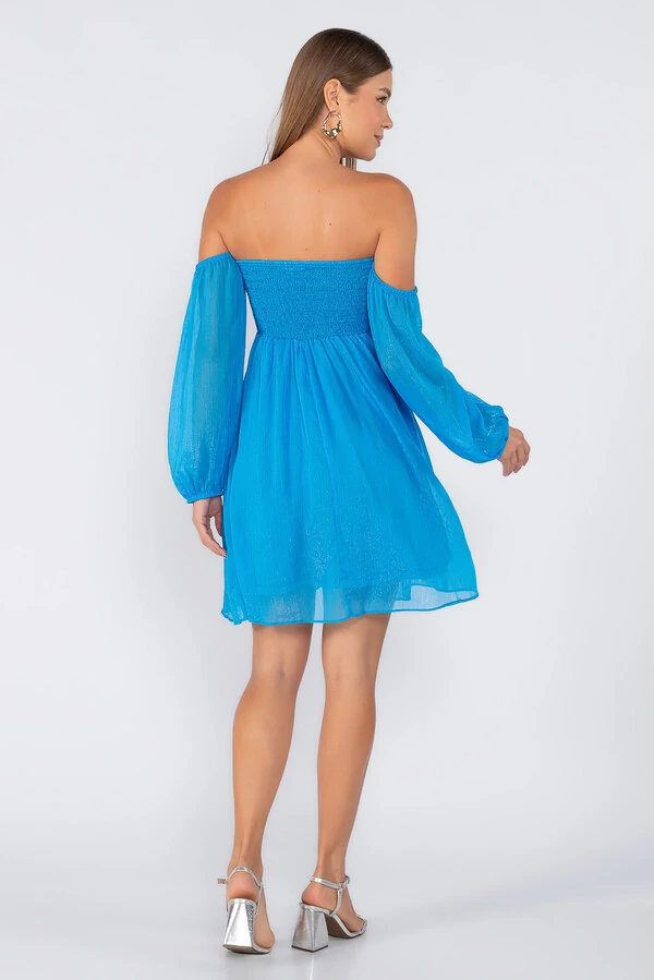 Vestido curto ciganinha manga longa