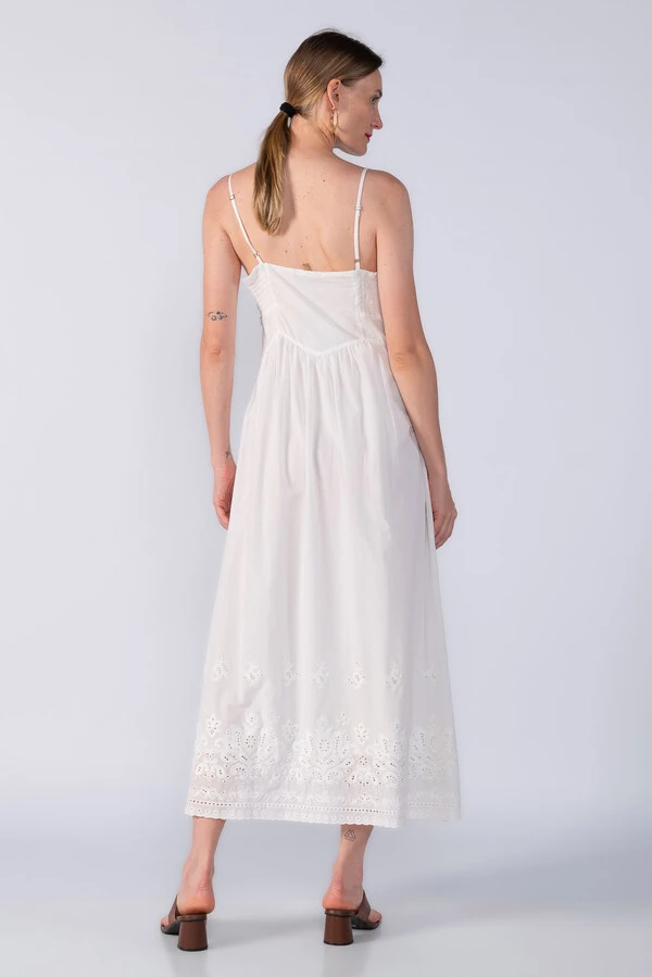 VESTIDO MIDI ALGODAO BARRA EM LAISE