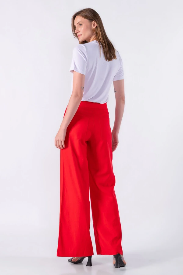 Pantalona viscolinho botao forrado