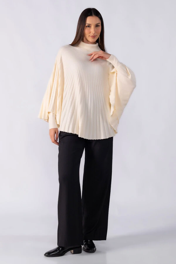 Poncho canelado com punho