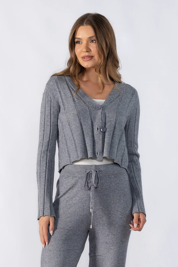 Cardigan curto texturizado listras
