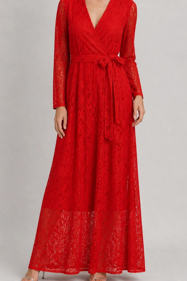 Vestido longo em renda