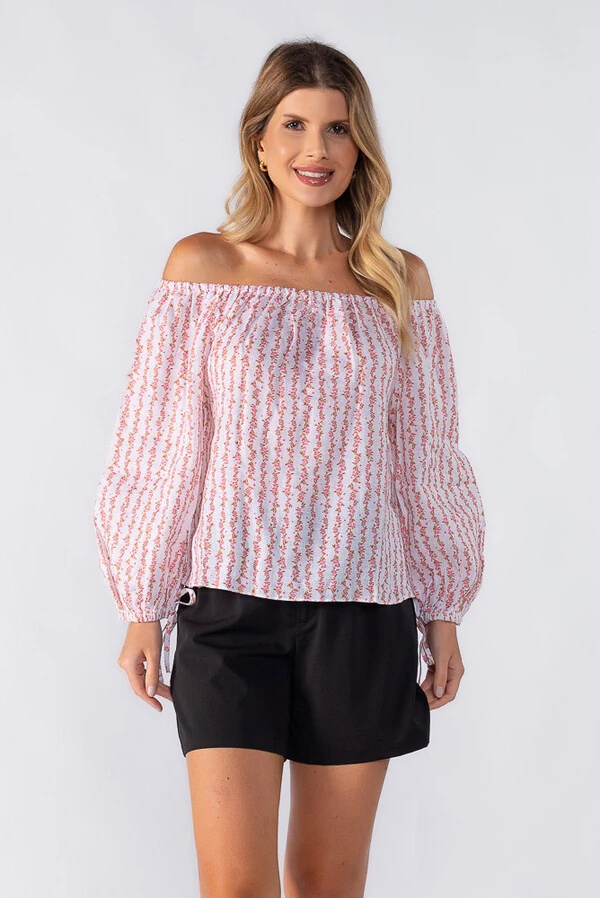Blusa ombro a ombro com estampa