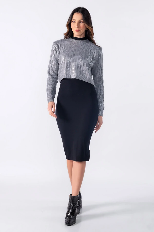 Blusa tricot metalizado