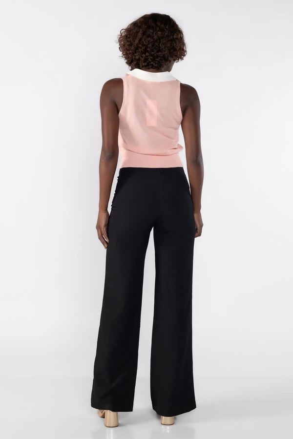 Colete blusa bicolor com gola polo