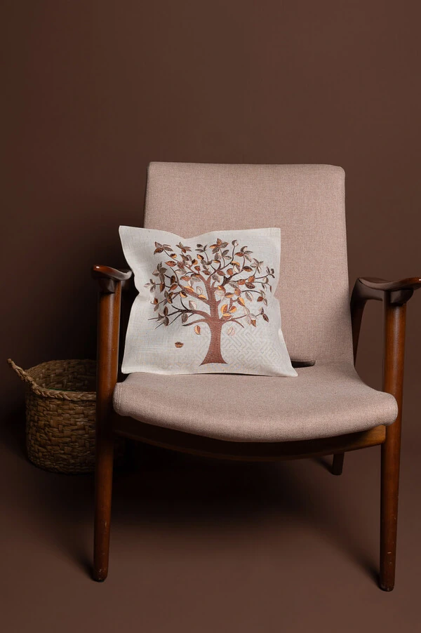 Capa de almofada arvore bordada