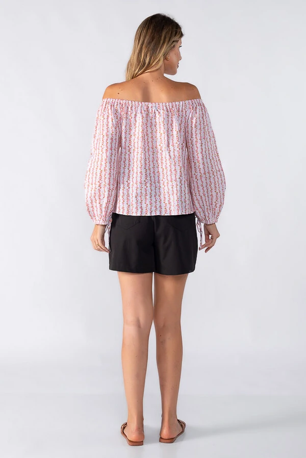 Blusa ombro a ombro com estampa