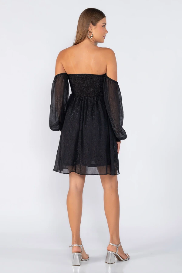 Vestido curto ciganinha manga longa