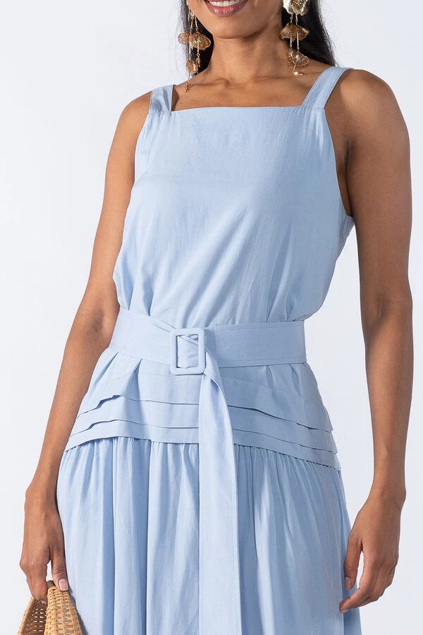 Vestido Midi Viscose com Alça e Botões