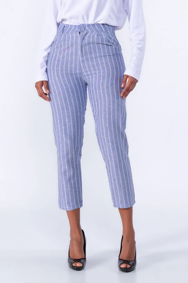 Calça Risca de Giz Pregas