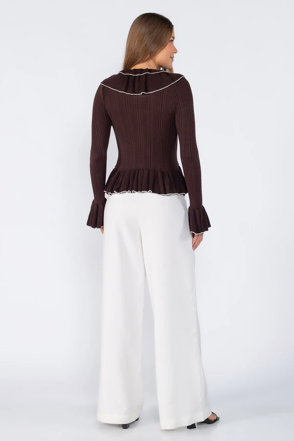 Blusa tricot com babados