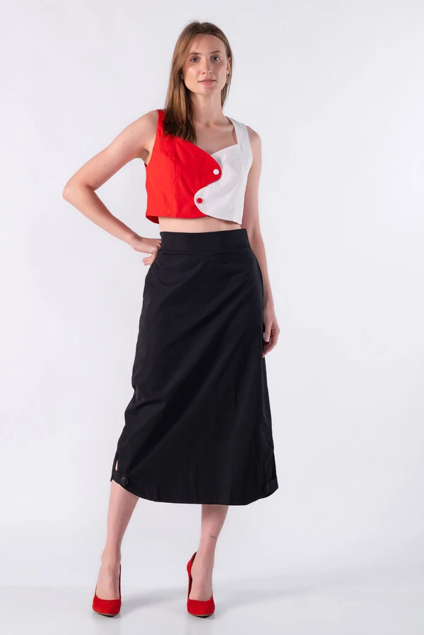 Blusa em alfaiataria bicolor