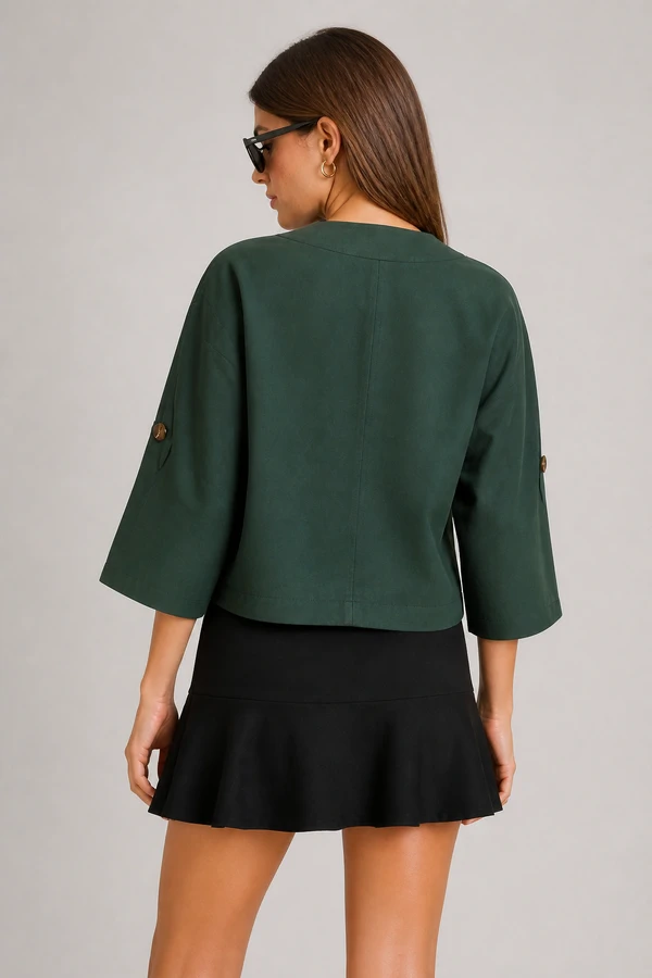 Blusa decote v manga ampla