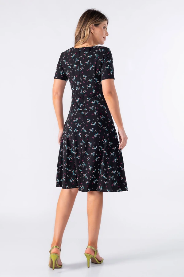 Vestido midi em crepe estampado