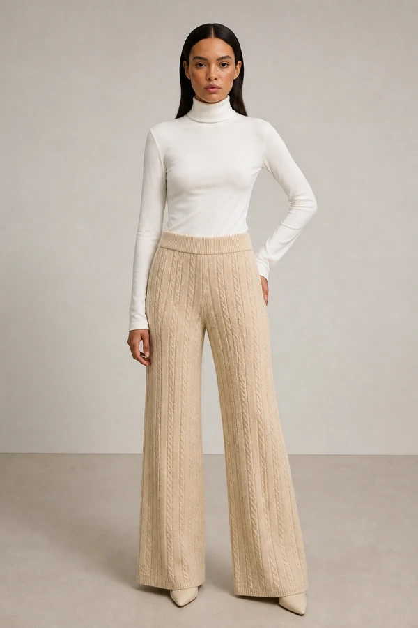 Calça tricot texturizada