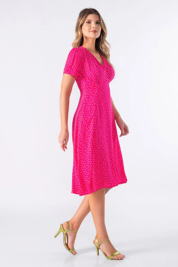 Vestido midi em crepe com decote em v