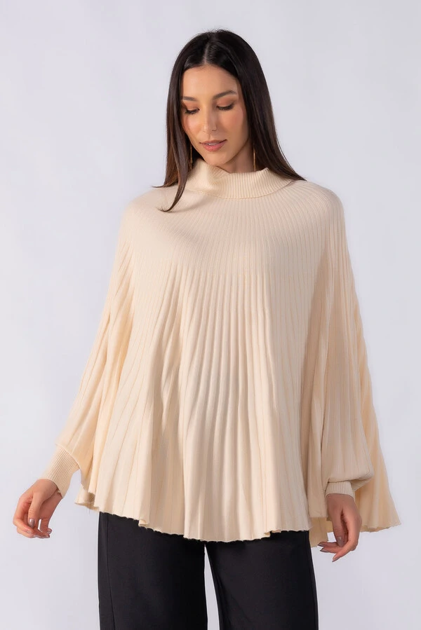 Poncho canelado com punho