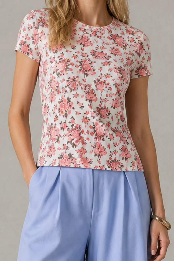 Blusa estampada canelada