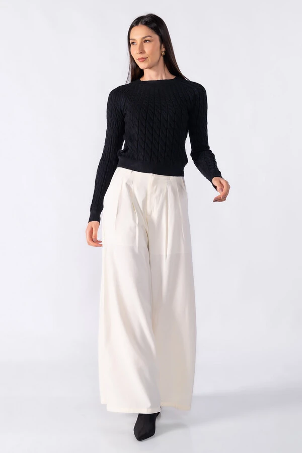 Blusa sueter texturizada manga longa