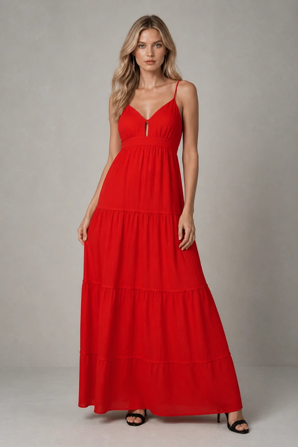 Vestido longo com amarração nas costas