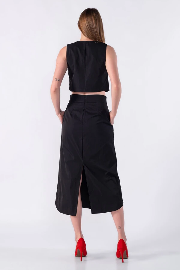 Blusa em alfaiataria bicolor