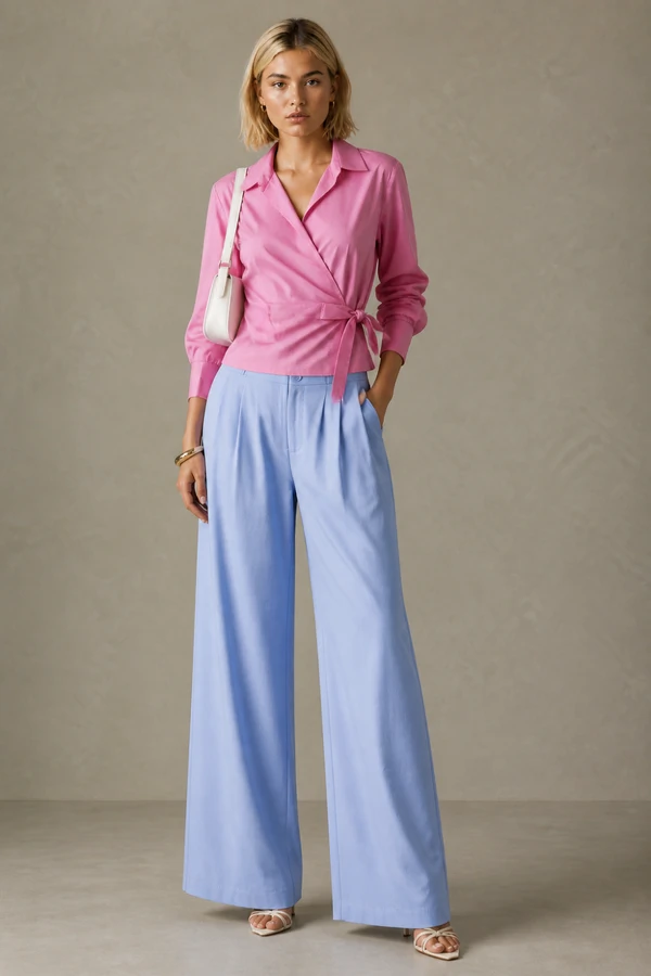 Camisa transpassada com pregas