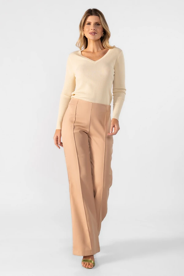 Blusa modal decote v manga longa