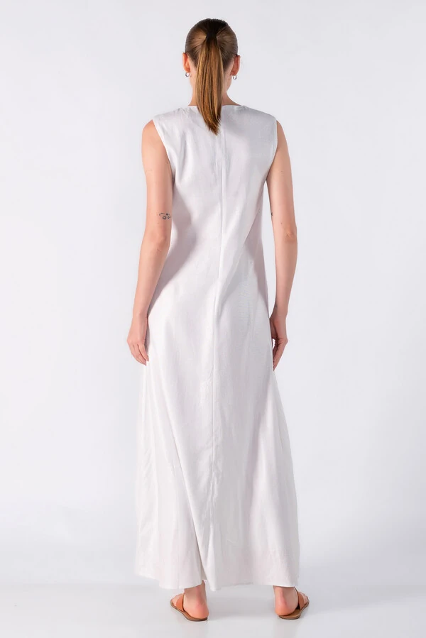 Vestido longo classico com bolsos