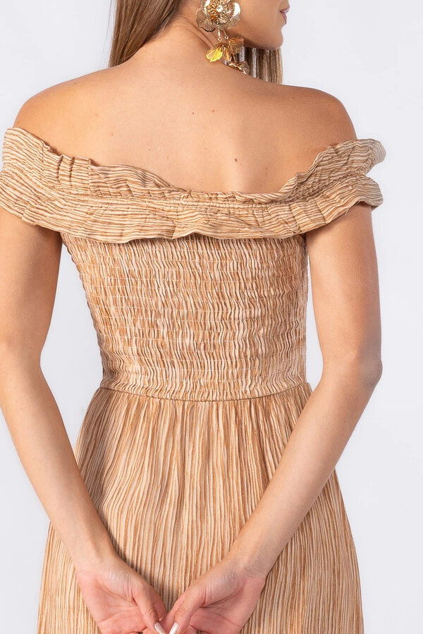Vestido midi lastex com babado