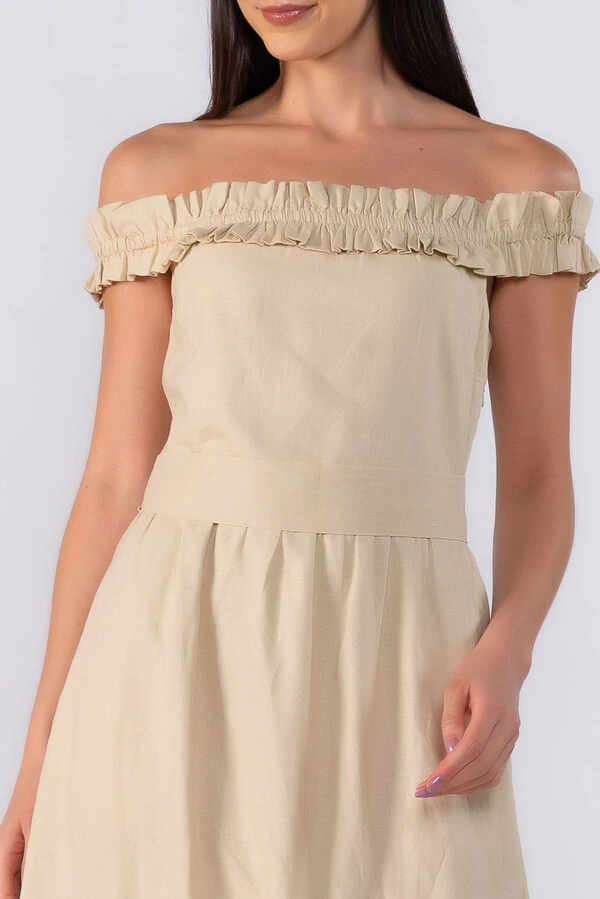 Vestido midi ombro a ombro
