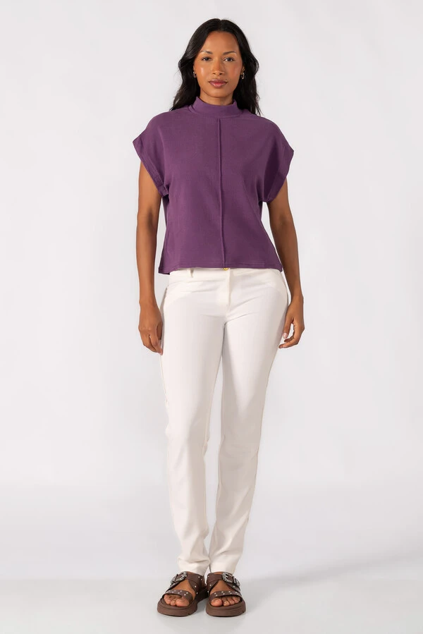 Blusa gola alta canelada